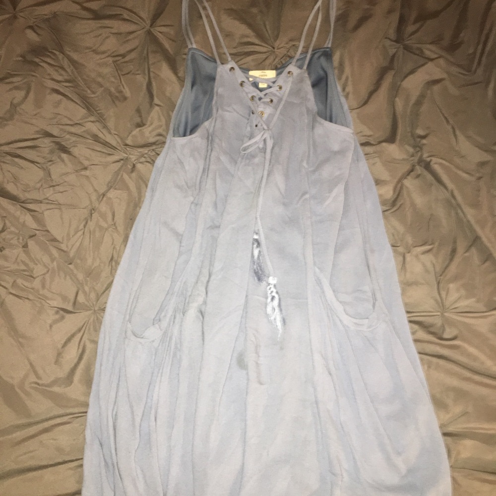Blue Strappy Dress With Pockets